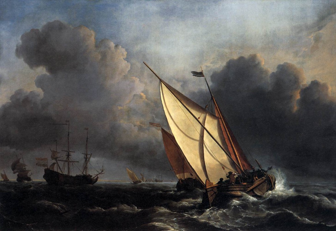 ships in rough sea by willem van de welde the younger - 27 лунный день